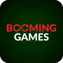 โลโก้ Booming Games ตัวอย่างที่เห็นในหมวดนี้ โลโก้ตัวอักษรขาวแดงบนพื้นเขียวเข้ม