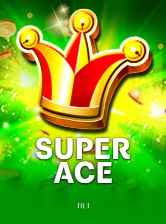 ปกเกม Super Ace ตัวอย่างที่เห็นในหมวดนี้ ปกเกมตัวตลกไพ่สีทองบนพื้นเขียว
