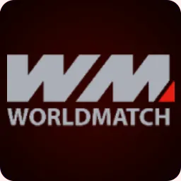โลโก้ WorldMatch ภาพประกอบบทความ โลโก้ตัวอักษร WORLDMATCH สีเทาแดง